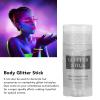 Body Glitter Gel, Body Face Hair Lip Makeup, Body Glitter Stick Waterproof Long Lasting Sparkling Gel Makeup Party Accessories Silver view 4