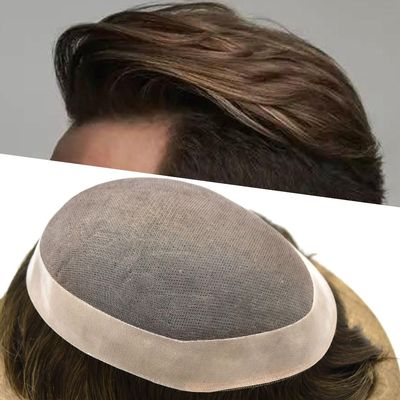 NinthAvenue Basics Men Hair Piece Durable Fine Mono Hair System Toupee for Men Real Human Hair Mens Toupee Replacement Systems Men Hairpiece Protesis Capilar Para Hombre 8X10#4 Brown medium density