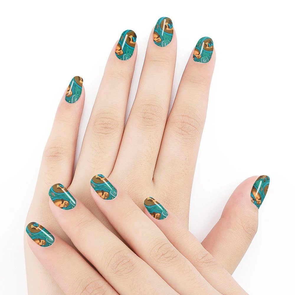 WUXEKZO Full Wrap Nail Art Stickers DIY Nail Art Designs for Women Fingernail Decorations Nail Art Accessories (Set of 5 Cute Lovely Otters Nail Sticker Nail Decals), Pattern 632