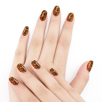 WUXEKZO Full Wrap Nail Art Stickers Manicure Kits Nail Art Designs for Women Girls Manicure or Nail Salon (5 Pcs Tiger Stripe Animal Print Nail Art Designs Sticker), Pattern 970