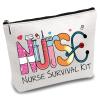 CREATCABIN Nursing Makeup Bags Nurse Survival Kit Canvas Cosmetic Bag Multi Purpose Pencil Case with Metal Zipper Bag Toiletry Travel Purse Pouches Gifts for Women Nursing Supplies 10 x 7Inch view 1