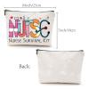 CREATCABIN Nursing Makeup Bags Nurse Survival Kit Canvas Cosmetic Bag Multi Purpose Pencil Case with Metal Zipper Bag Toiletry Travel Purse Pouches Gifts for Women Nursing Supplies 10 x 7Inch view 2