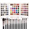 Black Grey Eyeshadow Makeup Palette + 15 Brushes Set, 86 Colors Matte Glitter Highly Pigmented Long Lasting Eye shadow, Blush, Contour, Highlighter All in One Make Up Kit for Halloween & Daily Use view 1
