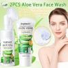 2PCS Aloe Vera Face Wash,Hydrating Gentle Facial Foam Cleanser with Brush,Deep Cleansing Long Lasting Oil Control Aloe Vera Face Foaming Cleanser for All Skin Types view 2
