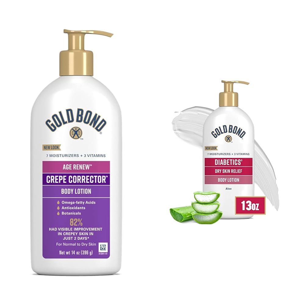 Gold Bond Crepe Corrector & Diabetics' Dry Skin Relief Lotions Bundle, 14 oz. & 13 oz.