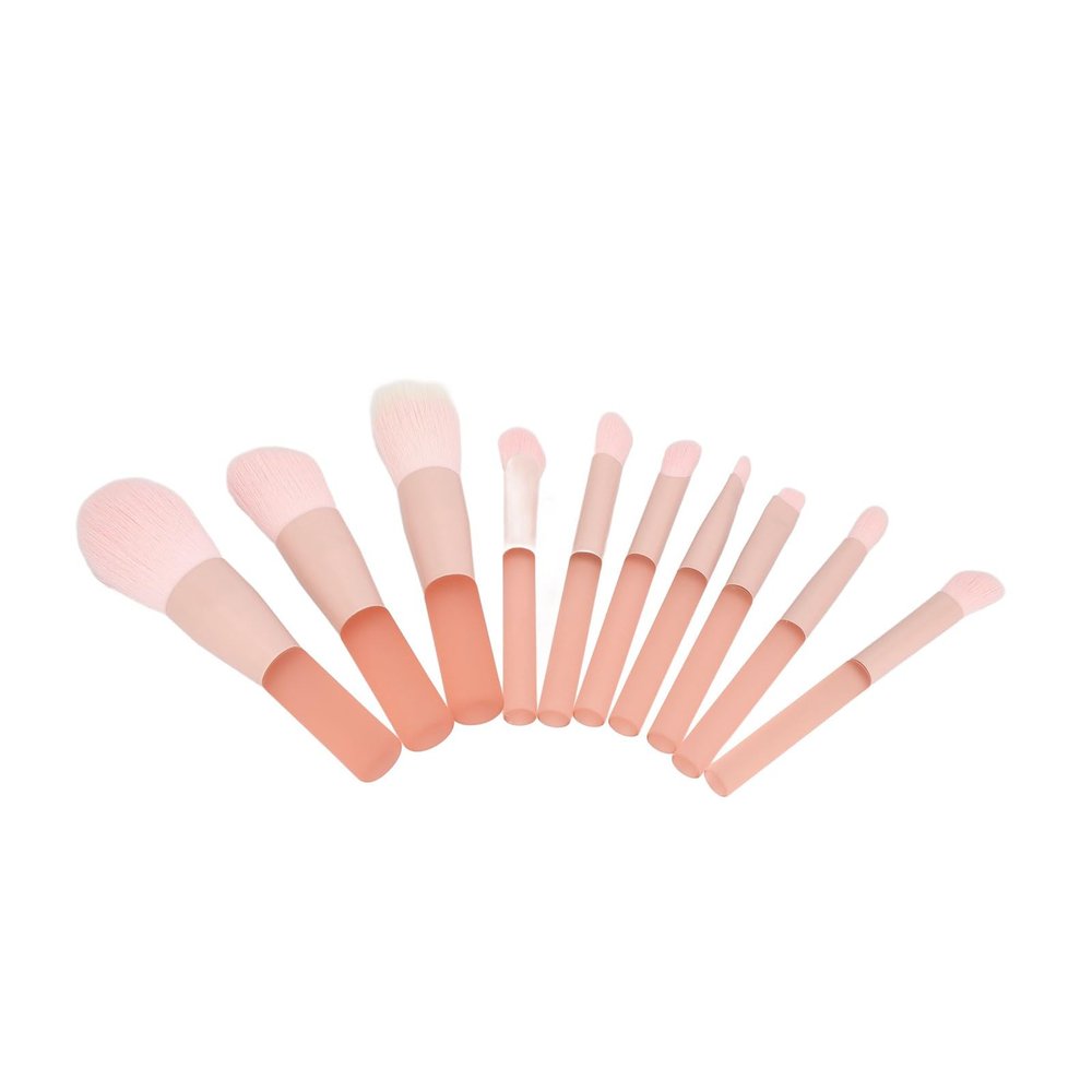 10pcs Portable Pink Handle Makeup Brush Pink Mini Makeup Brush Set Soft Waterproof Mini Synthetic Makeup Brush for Wedding Christmas Cosmetic Tool Kit for Beginner