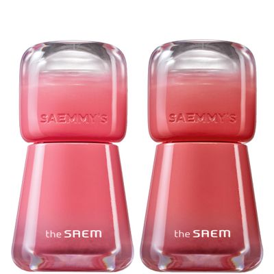 THESAEM Saemmy's Ade Shot Tint 2-Pack Set 0.2 fl.oz. - 03 Lychee Chamomile & 05 Rose Hibiscus - Korean Lip Tint Bundle Water Gel Stain - Plump Glowy Finish Buildable Radiant Gloss Duo