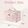 RSRSLEII Large Quilted Makeup Bag for Women and Girls, Cute Coquette Floral Cotton Cosmetic Bag, Aesthetic Travel Organized Toiletry Bags (01Pink Bows) view 2