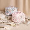 RSRSLEII Large Quilted Makeup Bag for Women and Girls, Cute Coquette Floral Cotton Cosmetic Bag, Aesthetic Travel Organized Toiletry Bags (01Pink Bows) view 4