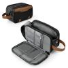 Wedama Toiletry Bag for Men, PU Leather Travel Toiletry Bag with Electronic Organizer Bag Hanging Travel Shaving Bag for Toiletries, Waterproof Dopp Kit for Business Trips Swim Camping, Black&Brown view 1