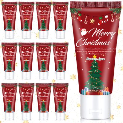 Dansib 12 Pcs Mini Sunscreen Bulk for Summer Travel Size Spf 30 Water Resistant Sunblock Sunscreen Lotion Bulk for Valentine Gifts Wedding Bridal Favors for Pool Party(White Cream,Christmas)