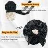 Satin Silk Bonnet for Sleeping Women Double Layer Satin Bonnet with Tie Band Hair Bonnet Natural Curly Hair Night Sleep Cap (Black) view 2