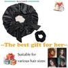 Satin Silk Bonnet for Sleeping Women Double Layer Satin Bonnet with Tie Band Hair Bonnet Natural Curly Hair Night Sleep Cap (Black) view 3