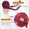 Facecozy Satin Silk Bonnet for Sleeping Women Double Layer Satin Bonnet with Tie Band Hair Bonnet Natural Curly Hair Night Sleep Cap (Burgundy) view 2