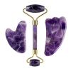 DNSBOND Face Roller Gua Sha Gouache Scraper Natural Amethyst Rose Jade Stones Roller and Guasha Set Facial Lift Skin Care Tools, Type 4 view 1