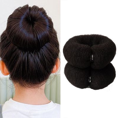 2PCS 20cm Donut Ring Style Bun Maker - DIY Hair Foam Ring Shaper Snap Roll Bun Tool for Women(Black)