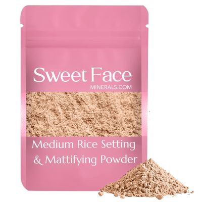 MEDIUM RICE SETTING BULK POWDER (8oz Refill Pouch) Loose Mineral Makeup Use alone or add to Foundation to create an even more Matte Finish Absorbs Oil Leaves Face Smooth Makeup Lasts Longer