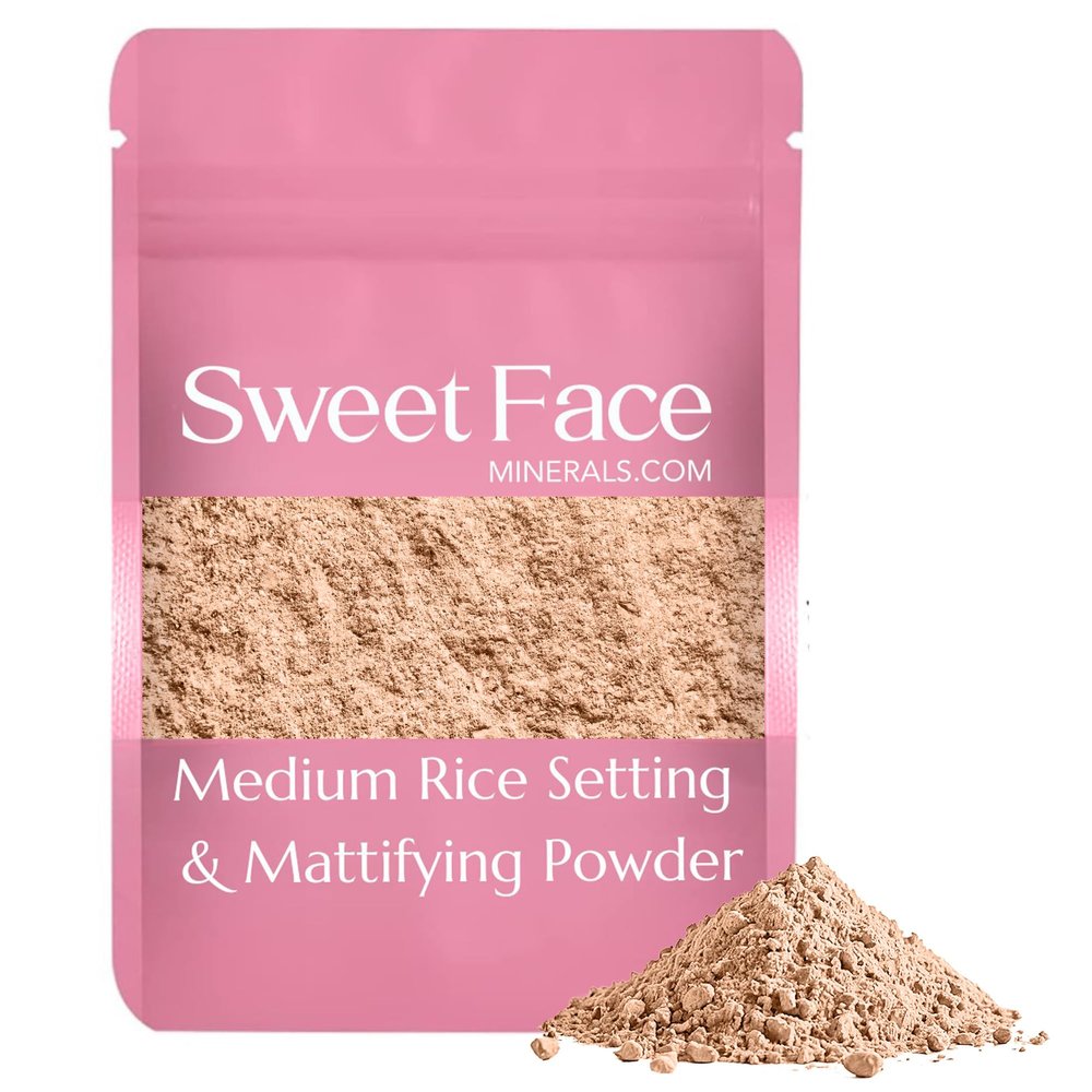 MEDIUM RICE SETTING BULK POWDER (8oz Refill Pouch) Loose Mineral Makeup Use alone or add to Foundation to create an even more Matte Finish Absorbs Oil Leaves Face Smooth Makeup Lasts Longer