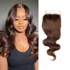 Chocolate Brown 4# Closure 4x4 Free Part Body Wave Closure Brazilian Human Hair Extensions Preplucked Bleached Knots Sew In Weave Virgin Hair Lace Front Closure For Women Wet And Wavy 16 Inch view 1