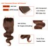 Chocolate Brown 4# Closure 4x4 Free Part Body Wave Closure Brazilian Human Hair Extensions Preplucked Bleached Knots Sew In Weave Virgin Hair Lace Front Closure For Women Wet And Wavy 16 Inch view 3