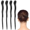4 PCS Carved Wooden Decorative Hair Accessories - Elegant Bamboo-Shaped Bun Pins, Chopsticks, and Clips for Women view 1