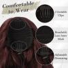 BARSDAR Drawstring Ponytail Extension - 26 Inch Long Curly Wavy Burgundy Ponytail Hair Extensions for Women - Drawstring Synthetic Clip in Ponytail Hairpieces Fake Pony Tail - Dark Burgundy view 2