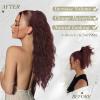 BARSDAR Drawstring Ponytail Extension - 26 Inch Long Curly Wavy Burgundy Ponytail Hair Extensions for Women - Drawstring Synthetic Clip in Ponytail Hairpieces Fake Pony Tail - Dark Burgundy view 4