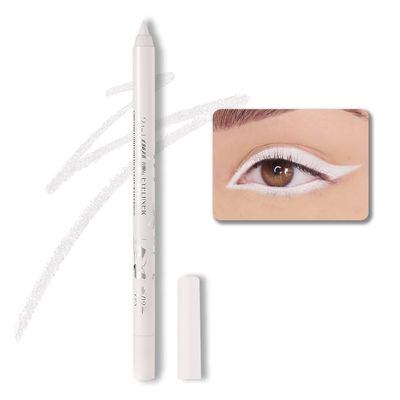 evpct 1Pcs White Color Gel Glitter Eyeliner Pencils Set for Women Waterline Waterproof Smudge Proof lapiz de ojos delineador de ojos contra el agua Eye Liner Makeup,02# White