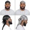 4PCS Silky Durags for Men Women 360 Waves with 1 Wave Cap, Silky Satin Durag Extra Long Tails view 2