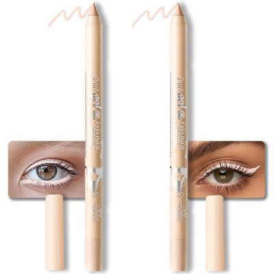evpct 2Pcs Nude Color Gel Glitter Eyeliner Pencils Set for Women Waterline Waterproof Smudge Proof lapiz de ojos delineador de ojos contra el agua Eye Liner Makeup