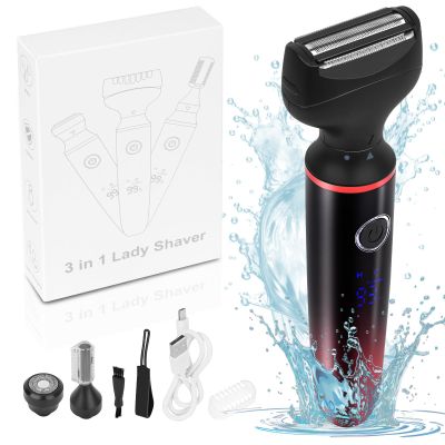 Electric Shaver for Women, Cordless 3 in 1 Rechargeable Razor for Bikini Trimmer Face Legs,Underarm and Eyebrow Public Hairs Portable Electric Razor for Womens,Wet and Dry Use Painless