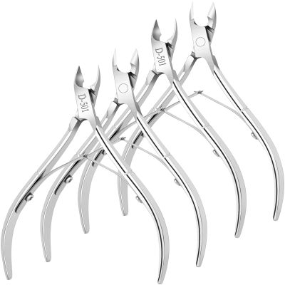 4 Packs Cuticle Nipper & Nail Trimmer, Premium Stainless Steel Cuticle Trimmer for Manicure & Pedicure at Home/Spa/Salon [Silver]