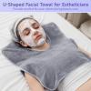 DIMEGON 12 PCS U-Shaped Facial Towels, Split Design, Soft Esthetician Towel, Coral Fleece Face Cloth for Beauty Salons, Skin Care, SPA Centers, Gray view 2