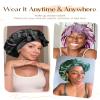 Yanibest Adjustable Satin Bonnet for Sleeping, Double Layer Silk Hair Bonnet with Tie Band for Unisex Women Men Curly Natural view 4