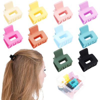 Ahoney 10Pcs Small Claw Clips for Women Girls, 1 Mini Matte Tiny Barrettes for Thin Thick Medium Hair, Cute Jaw Clips with Strong Hold and Gift Box (Colorful)