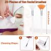 20 Pieces Fan Brushes Facial Applicator Brush Soft Makeup Mask Acid Applicator Brush Esthetician Cosmetic Brush for Mud Cream, Makeup Peel (White and Yellow) view 2
