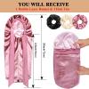 1+3 Long Satin Bonnets with Scrunchies for Women Sleeping, Double Layer Large Braid Bonnet with Tie Band, A view 2