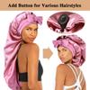 1+3 Long Satin Bonnets with Scrunchies for Women Sleeping, Double Layer Large Braid Bonnet with Tie Band, A view 3