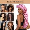 1+3 Long Satin Bonnets with Scrunchies for Women Sleeping, Double Layer Large Braid Bonnet with Tie Band, A view 4