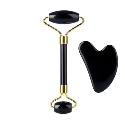 Face Roller Gua Sha Gouache Scraper Natural Amethyst Rose Jade Stones Roller and Guasha Set Facial Lift Skin Care Tools, Type 9
