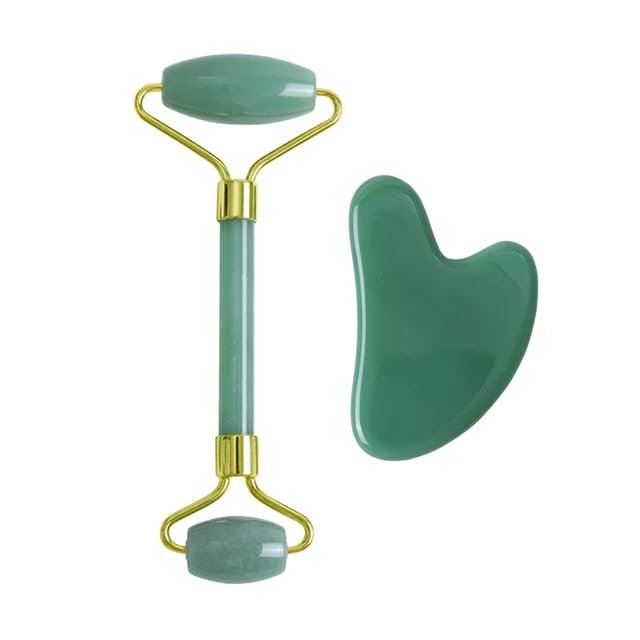 DNSBOND Face Roller Gua Sha Gouache Scraper Natural Amethyst Rose Jade Stones Roller and Guasha Set Facial Lift Skin Care Tools, Type 11