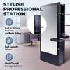 Buy-Rite Allegro Hair Styling Station, Black Salon Cabinet with Full-Length Mirror, Slide-Out Appliance Organizer, Quick-Access Tool Holder, 9 Storage Compartments, OD-1903B-BLK view 3