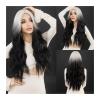 YUXING1205 Human Hair Wig Daily Party Synthetic Natural Middle Part Curly Wig Lolita Heat Resistant Ombre Black White Wavy Hair Wig for Women Cosplay Wigs (Color : MW9063-1, Size : Follow us - 2USD) view 2