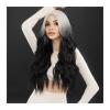 YUXING1205 Human Hair Wig Daily Party Synthetic Natural Middle Part Curly Wig Lolita Heat Resistant Ombre Black White Wavy Hair Wig for Women Cosplay Wigs (Color : MW9063-1, Size : Follow us - 2USD) view 3