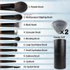 Travel Makeup Brush Set with Case, Mini Makeup Brushes Set for Powder, Foundation, Eyeshadow, Lip, Highlight, Blush & Concealer, 10 Pcs Travel Size Makeup Brushes & 2Pcs Triangle Powder Puff view 2