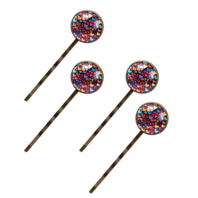 4 Pcs Hair Pins for Women, Colorful Love Hearts Seamless Long Bobby Pins Vintage Hairpins Decorative Elephant Hair Barrettes with Jewelry Gift Box