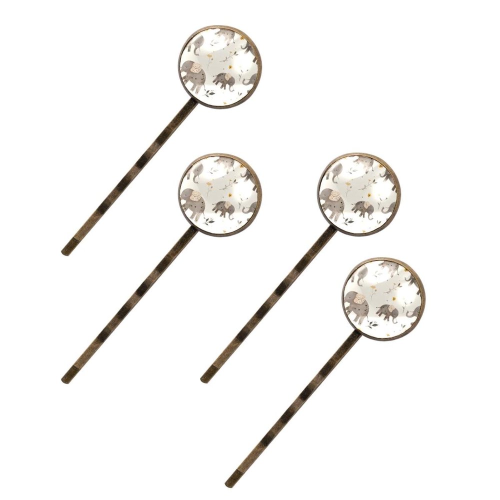 4 Pieces Bobby Pins Hair Clips for Women, Cute Cartoon Elephants Decorative Hairpin Hair Barrettes for Girls, Elegant Brown Hair Accessories