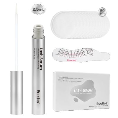 Beetles Lash Conditioning Serum 2.5ml  Nourishing Lash Serum for a Fuller, Healthier-Looking Lash Appearance with 50 Clean Pads and Lash Ruler Gift for Women