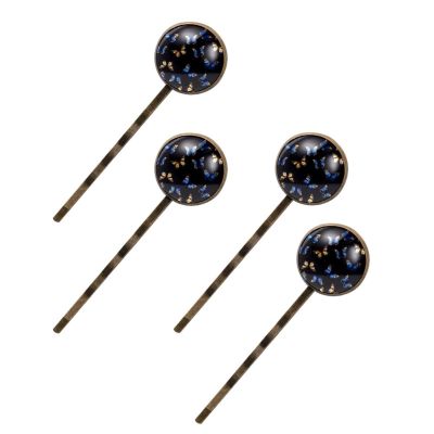 4 Pcs Hair Pins for Women, Blue and Yellow Butterflies Long Bobby Pins Vintage Hairpins Decorative Elephant Hair Barrettes with Jewelry Gift Box