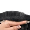 Hair Wonders Toupee Hair for Men Full French Lace Hairpiece for Mens Toupee Real Human Hair Replacement System for Men Protesis Capilar 1# JET BLACK 8x10 80% light density view 3